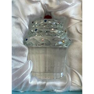 Simon Design Crystal Cupcake Paperweight Cherry Clear New In Box SD226051